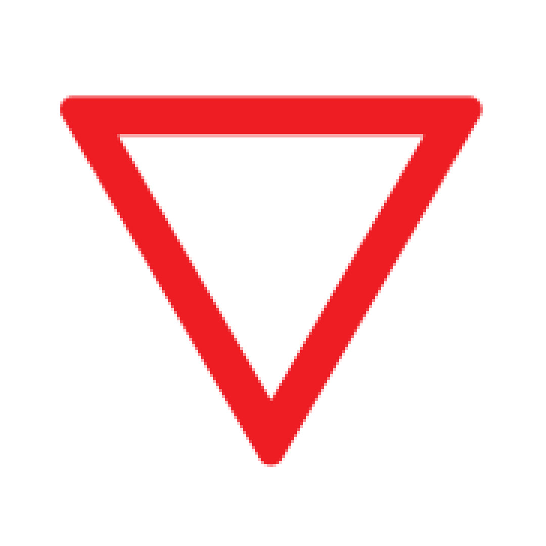 An upside-down red triangle with a white center that tells drivers to yield.